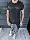 Tricou barbati slim fit asimetric negru ZR A9134 N5-4.2